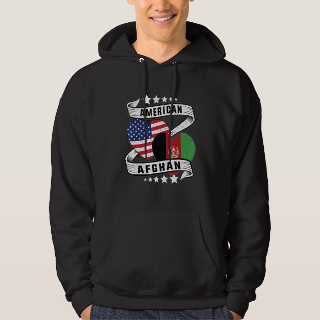 Afghan American Half Afghan half American flag hea Hoodie (Framsida)