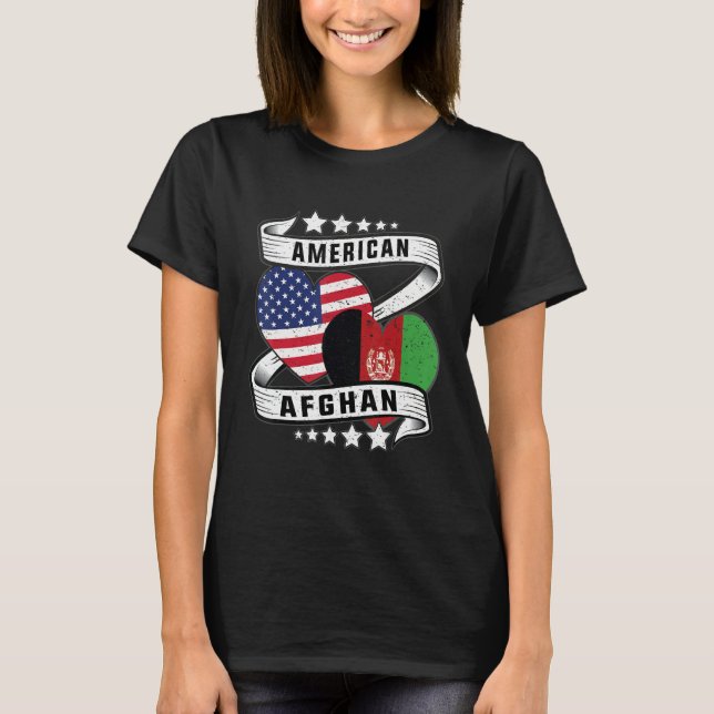 Afghan American Half Afghan half American flag hea T Shirt (Framsida)