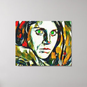 Afghan Girl with Grönt Ögon Abstrakt Oil Canvastryck