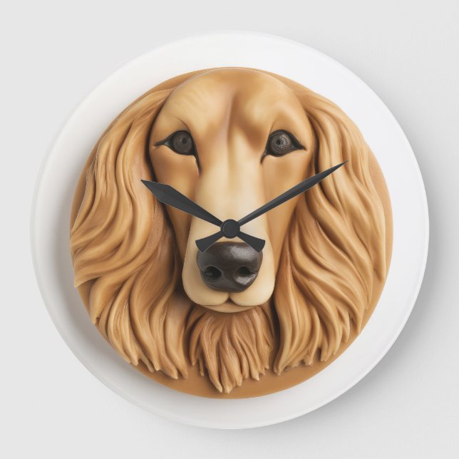 Afghan Hound 3D Inspired Stor Klocka (Framsida)