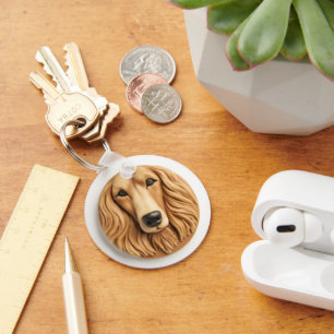 Afghan Hound 3D Inspirerad Nyckelring