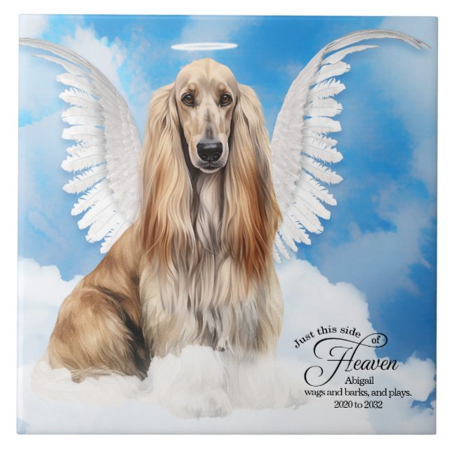 Afghan Hound Angel Hund Personlig Pet Memorial Kakelplatta (Framsidan)