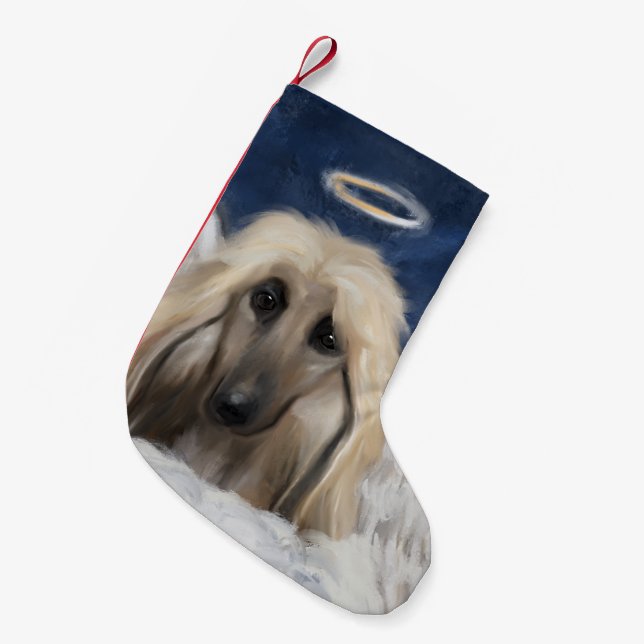 Afghan Hound Ängel Liten Julstrumpa (Framsidan (Hängande))