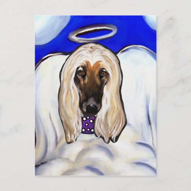 Afghan Hound Ängel Vykort (Framsida)