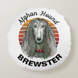 Afghan Hound Anpassad Rund Kudd Kudde
