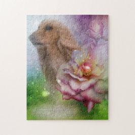 Afghan Hound Ansikte Fantasy Flowers Hund Art Pussel