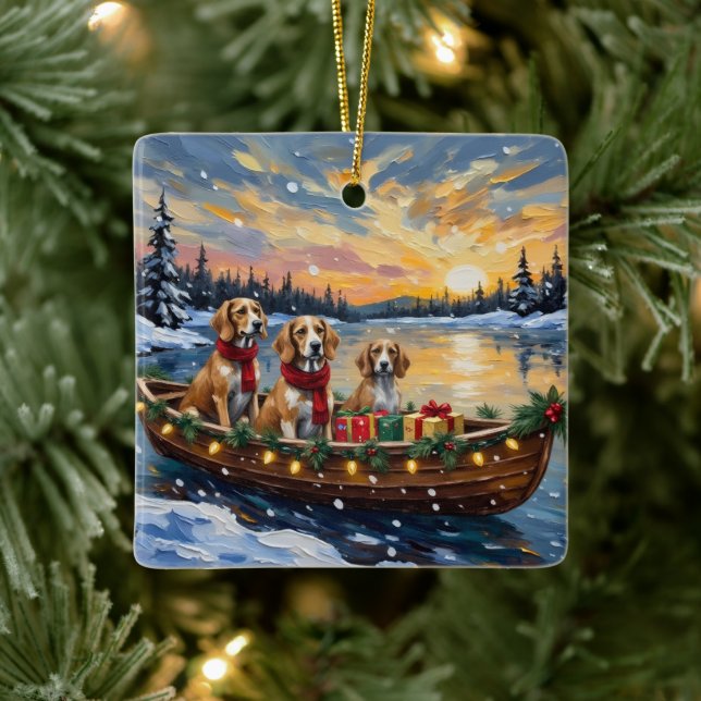 Afghan Hound Christmas Boat Holiday Julgransprydnad Keramik (Träd)