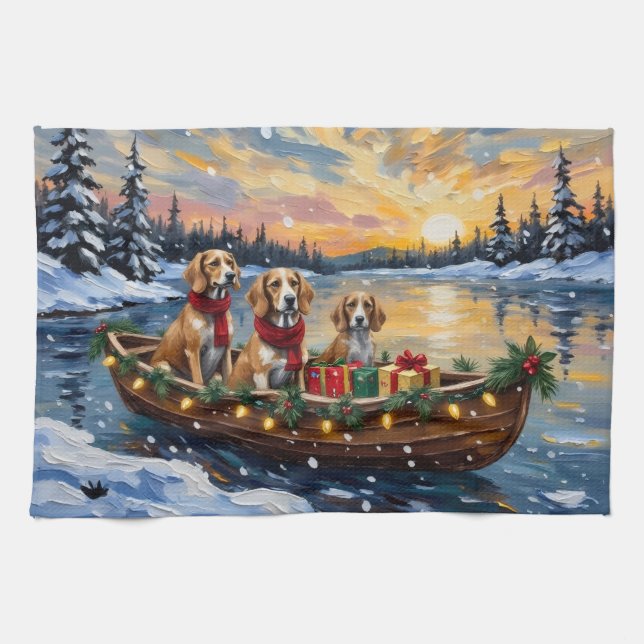 Afghan Hound Christmas Boat Holiday Kökshandduk (Horisontell)