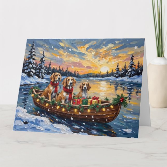 Afghan Hound Christmas Boat Holiday Kort (Framsida)
