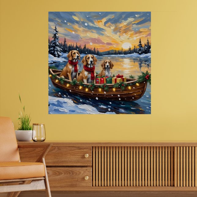 Afghan Hound Christmas Boat Holiday Poster (Vardagsrum 2)