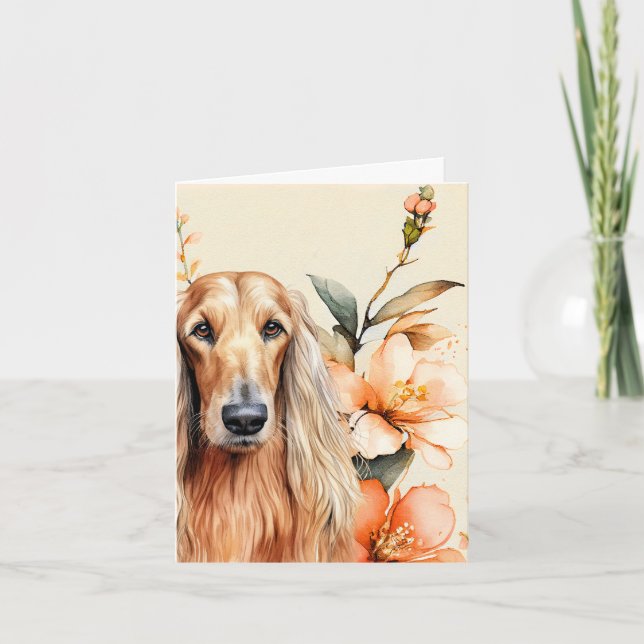 Afghan Hound Dog and Peach Lilies Anteckningskort (Framsida)