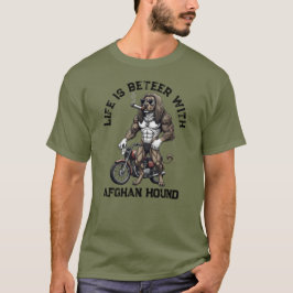 Afghan Hound Dog, muscular, tattooed, bodybuilder  T Shirt