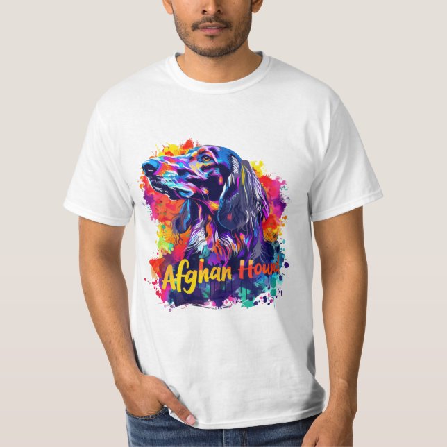 Afghan Hound Dog T Shirt (Framsida)