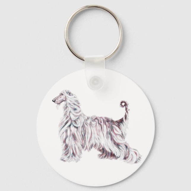 Afghan Hound Elegance Nyckelring (Framsida)