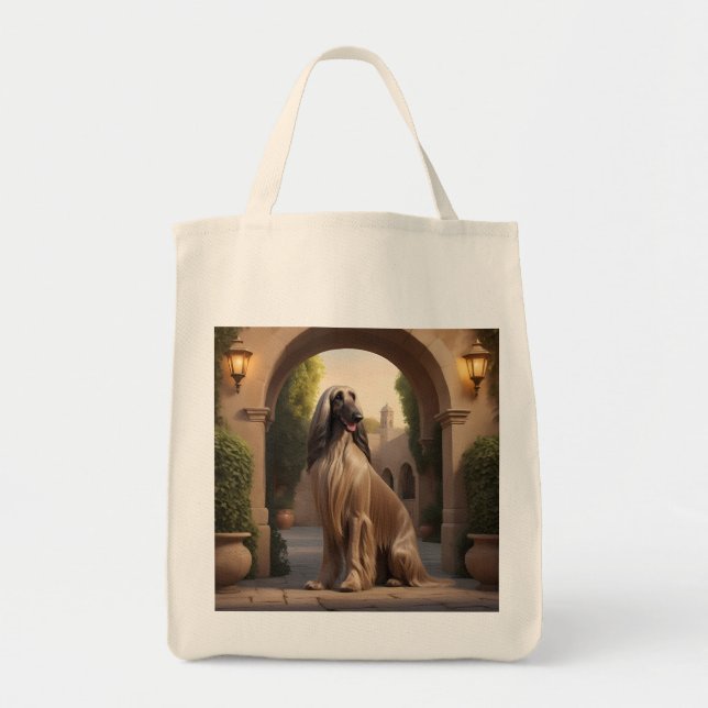 Afghan Hound Elegant Livsmedel Tote Bag Tygkasse (Framsidan)