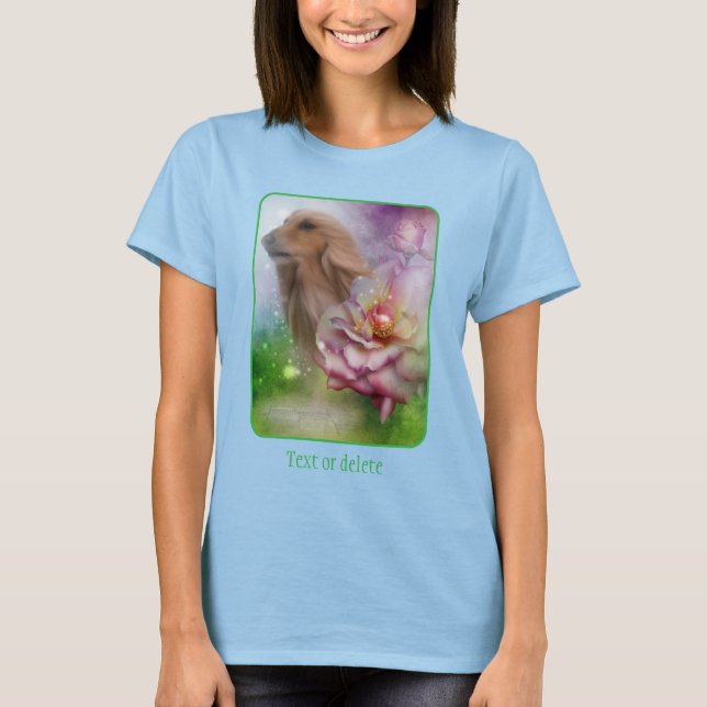 Afghan Hound Fantasy Blommor Hund Konst  T Shirt (Framsida)