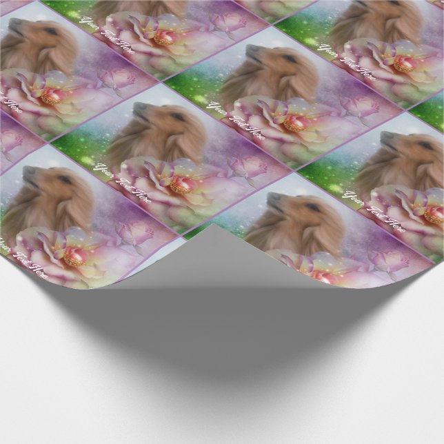 Afghan Hound Fantasy Flower Personlig Presentpapper (Hörn)