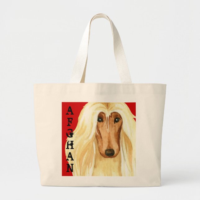 Afghan Hound Färg Block Jumbo Tygkasse (Framsidan)
