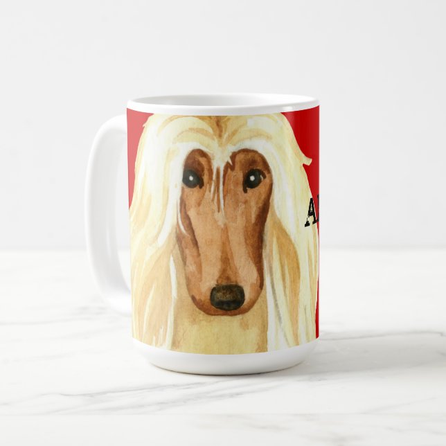 Afghan Hound Färg Block Kaffemugg (Framsida vänster)