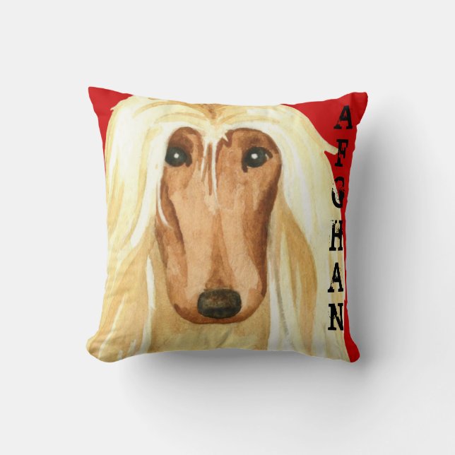 Afghan Hound Färg Block Kudde (Framsida)