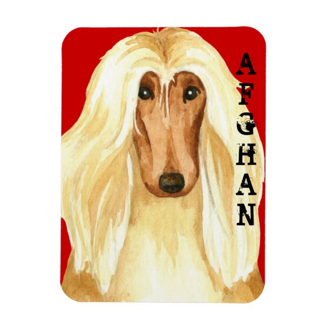 Afghan Hound Färg Block Magnet (Vertikal)