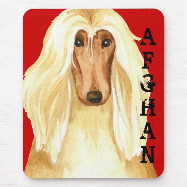Afghan Hound Färg Block Musmatta (Framsidan)