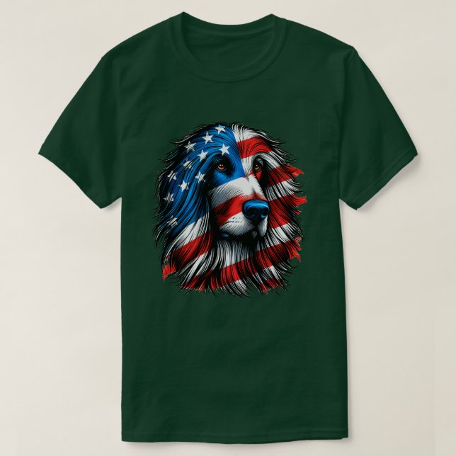 Afghan Hound FLAGGA Usa Hund älskare Funny 2 T Shirt (Design framsida)