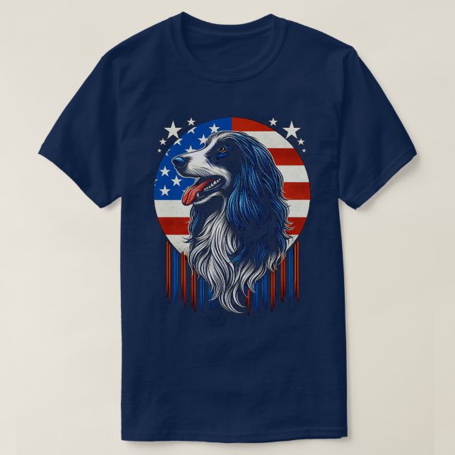 Afghan Hound FLAGGA Usa Hund älskare Funny T Shirt (Design framsida)