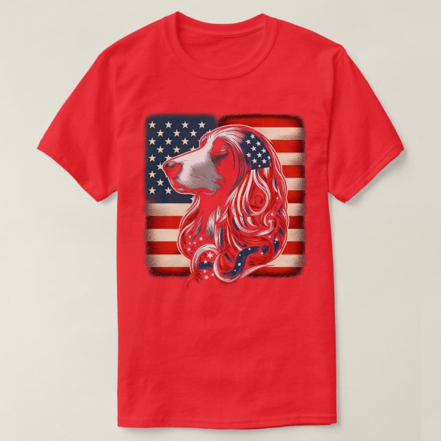 Afghan Hound FLAGGA USA Rolig hund Älskare T Shirt (Design framsida)
