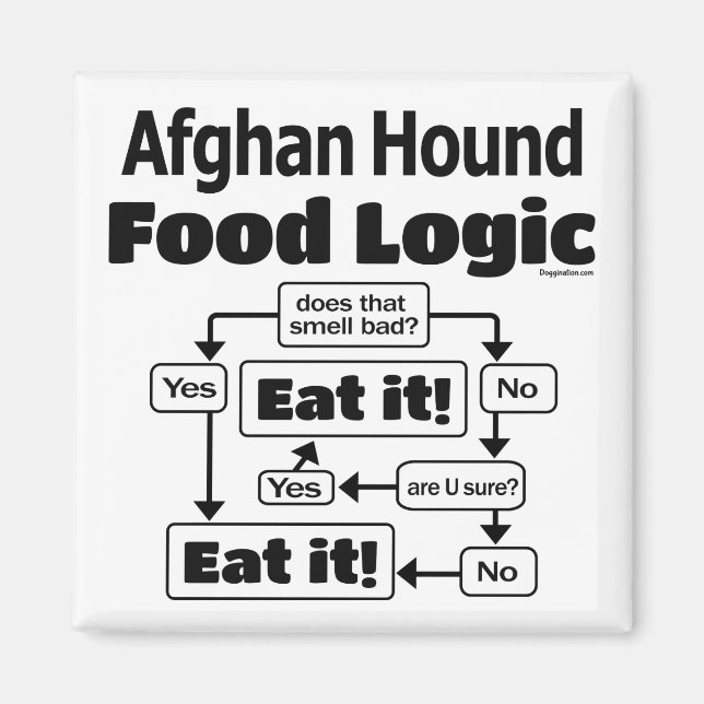 Afghan Hound Food Logic Magnet (Framsidan)