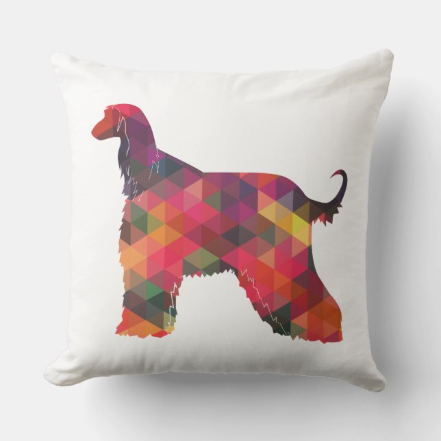Afghan Hound Geometric Mönster Silhouette Multi Kudde (Framsida)