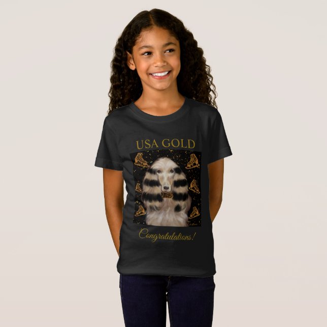 AFGHAN HOUND GULD  T SHIRT (Hel framsida)
