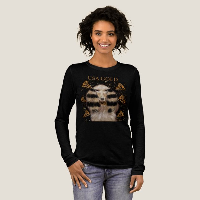 AFGHAN HOUND GULD  T SHIRT (Hel framsida)