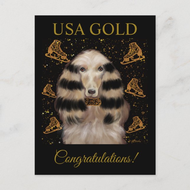 AFGHAN HOUND GULD  VYKORT (Framsida)