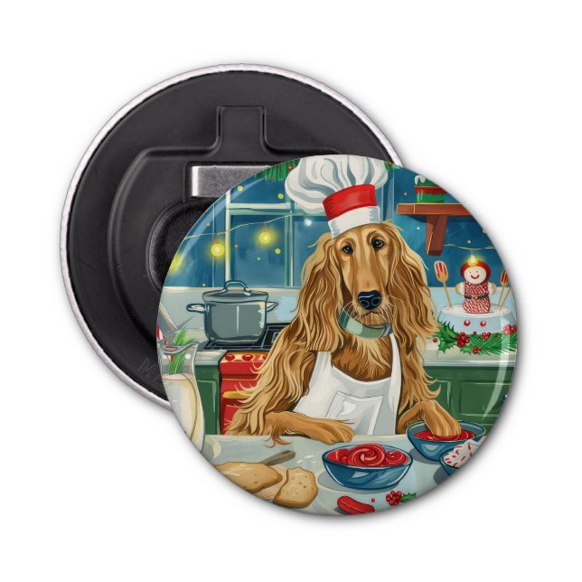 Afghan Hound Helgdag Baking: Festive God jul Flasköppnare (Framsidan)
