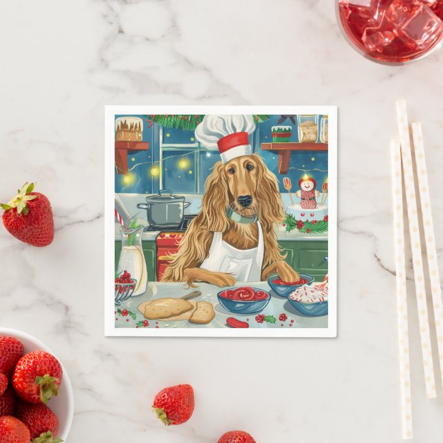 Afghan Hound Helgdag Baking: Festive God jul Pappersservett (Insitu)