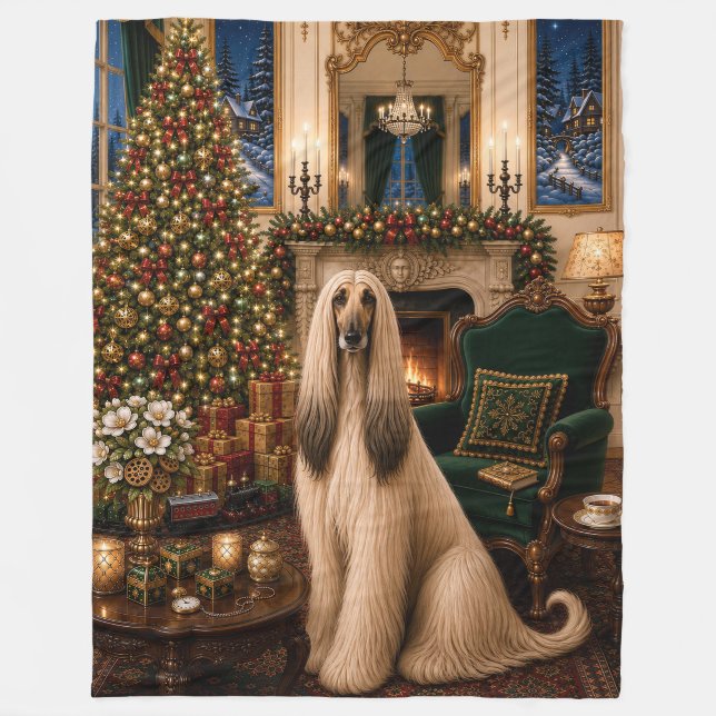 Afghan Hound Högtid Fleecefilt (Framsidan)