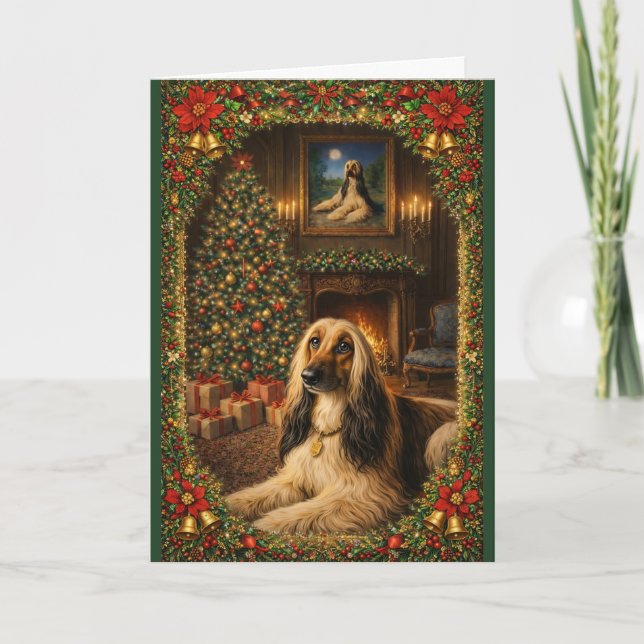 Afghan Hound Holiday Christmas Card Kort (Framsida)