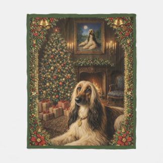 Afghan Hound Holiday Christmas Throw Blanket Fleecefilt
