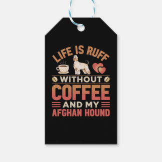 Afghan Hound Hund and Coffee Presentetikett
