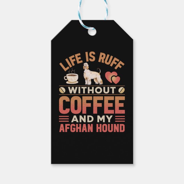Afghan Hound Hund and Coffee Presentetikett (Framsidan)
