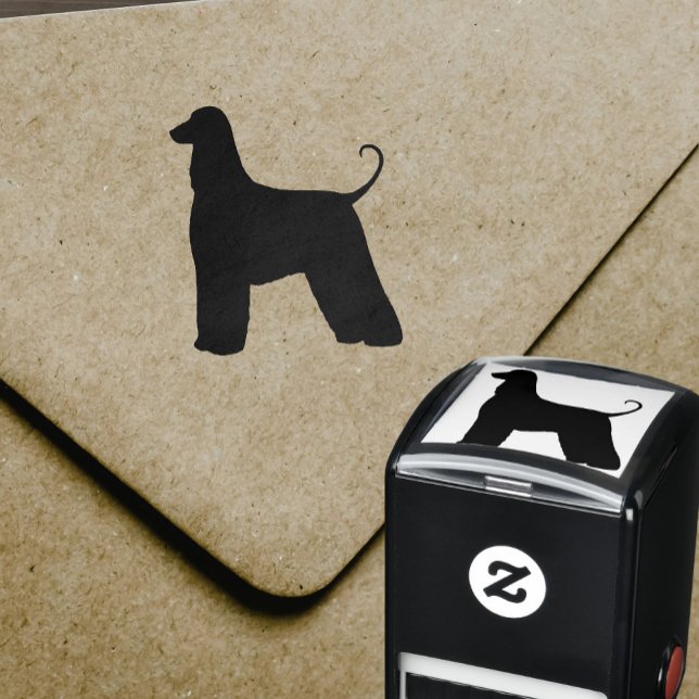 Afghan Hound Hund aveln Silhouette Självfärgande Stämpel (Skapare uppladdad)