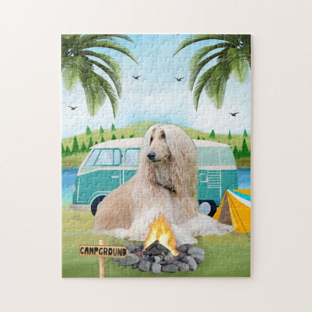 Afghan Hound Hund Camping Pussel (Vertikal)