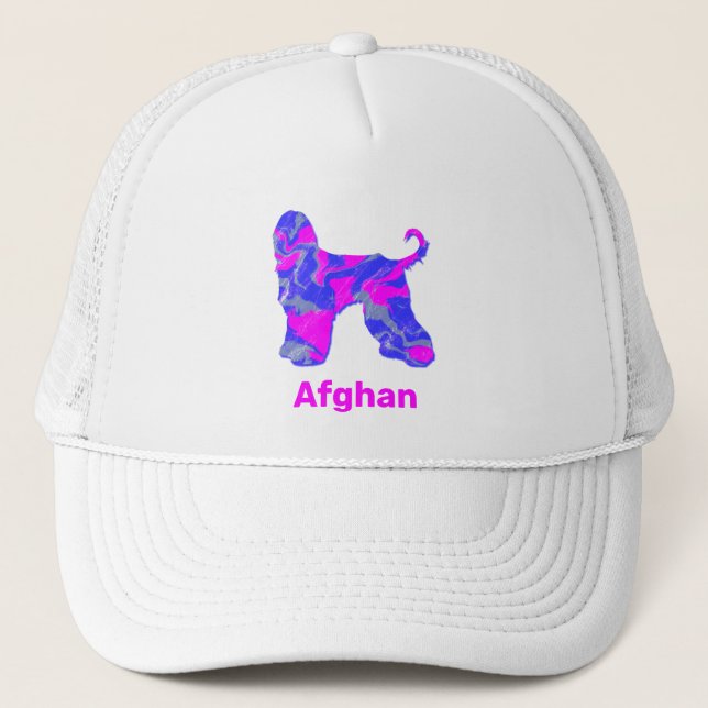 Afghan Hound Hund Cute Rosa Silhouette Anpassnings Keps (Framsida)