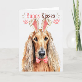 Afghan Hound Hund i Bunny Öron för Påsk Helgkort