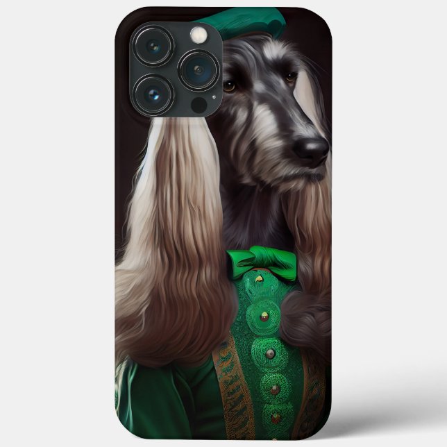 afghan hound hund i St. Patrick Dress (Baksida)