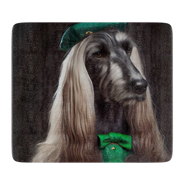 afghan hound hund i St. Patrick Dress (Framsidan)