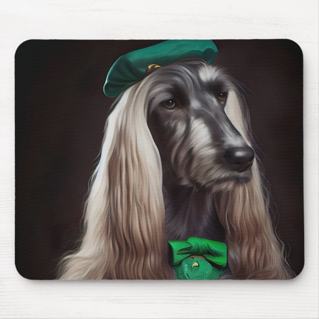 afghan hound hund i St. Patrick Dress Musmatta (Framsidan)