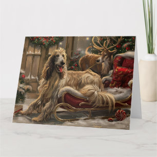 Afghan Hound Hund jul Festive Kort