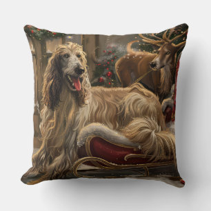 Afghan Hound Hund jul Festive Kudde